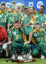 South Africa celebrate their 3-1 series win against West Indies at Johannesburg  © Getty Images