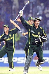 Champions: Pakistan celebrate winning the U19 World Cup, beating West Indies by 25 runs © AFP