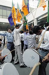 Its all fun and frolic for the supporters after India's historic series victory © AFP