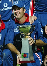 A happy Michael Vaughan following England's 3-0 ODI series whitewash © Getty Images